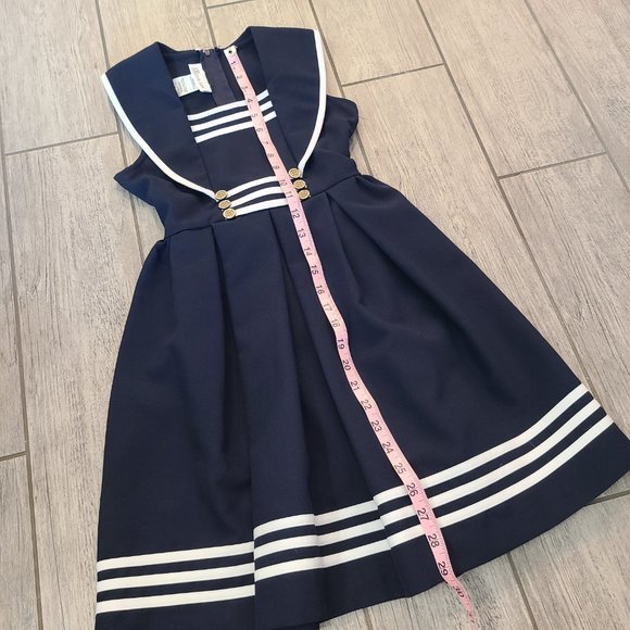 Bonnie Jean girls nautical navy blue and white sleeveless dress size 6X - Picture 4 of 11